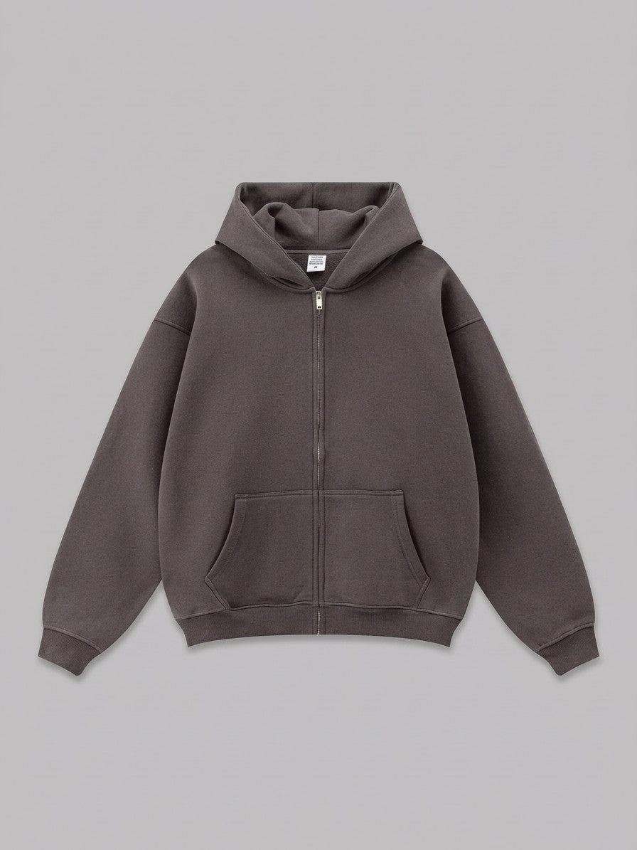 Sansepolcro Men's Oversized Heavyweight Zip Up Hoodie — charcoalbrown — packshot