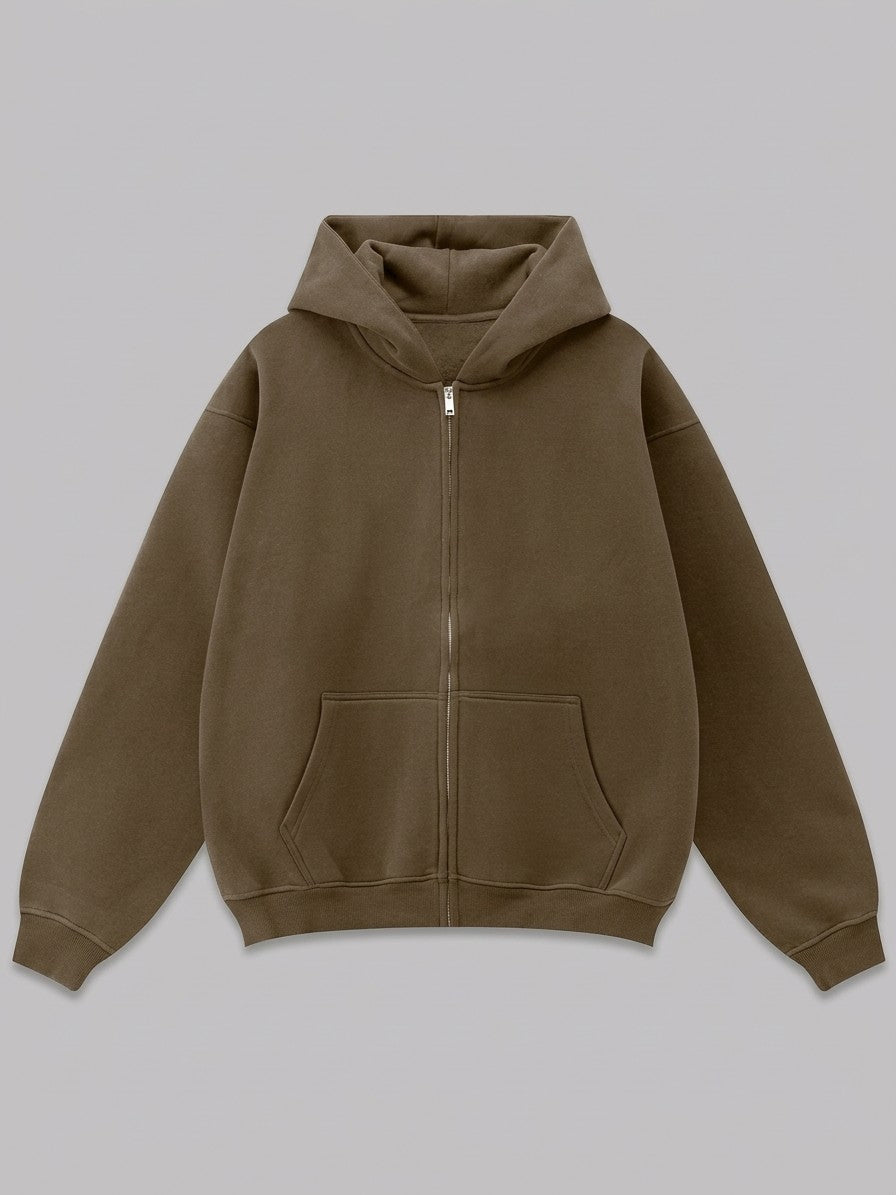 Sansepolcro Men's Oversized Heavyweight Zip Up Hoodie — chocolate — packshot