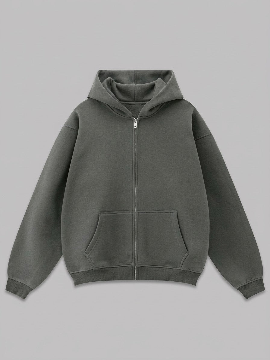 Sansepolcro Men's Oversized Heavyweight Zip Up Hoodie — graphite — packshot