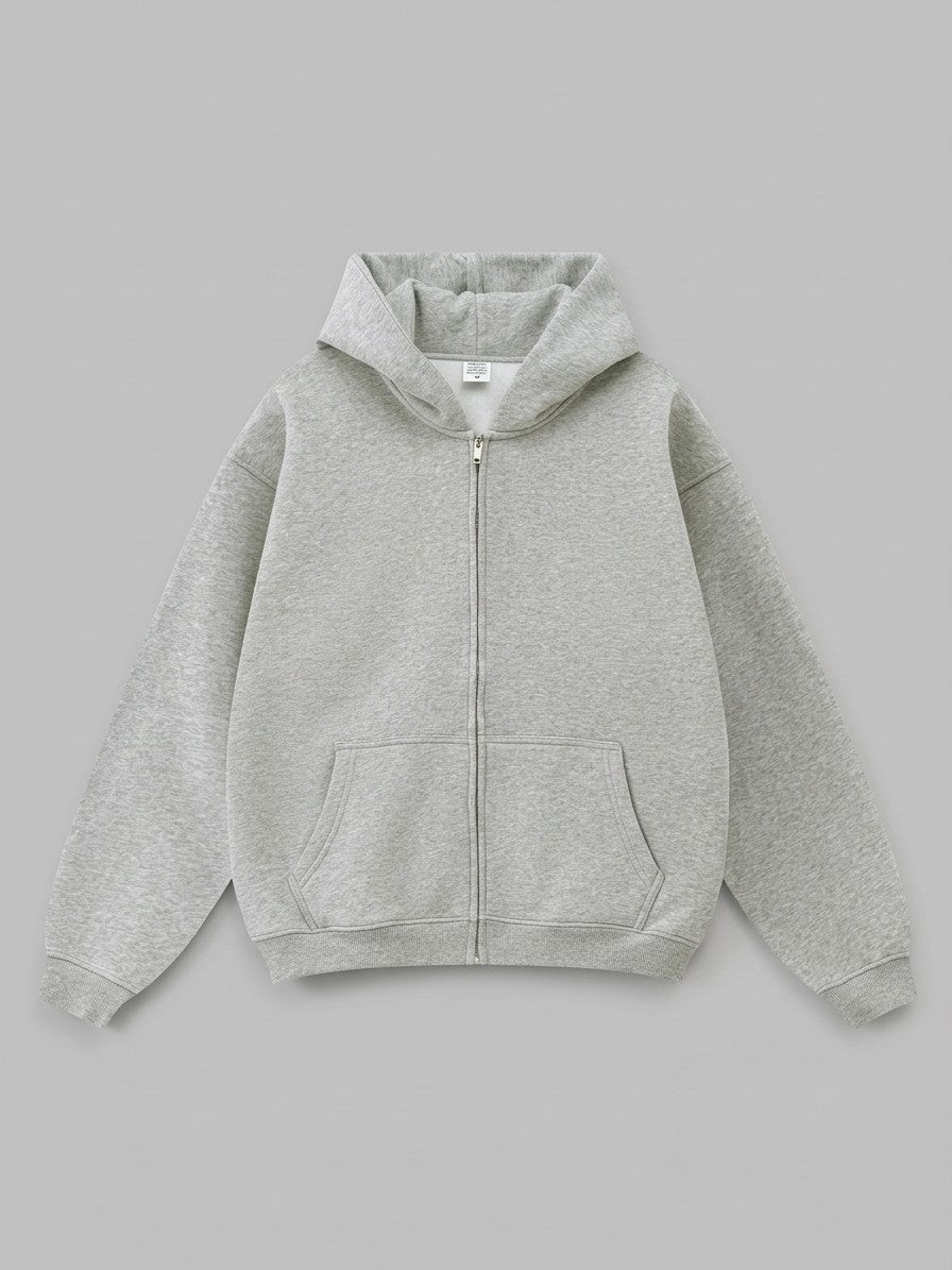 Sansepolcro Men's Oversized Heavyweight Zip Up Hoodie — heathergrey — packshot