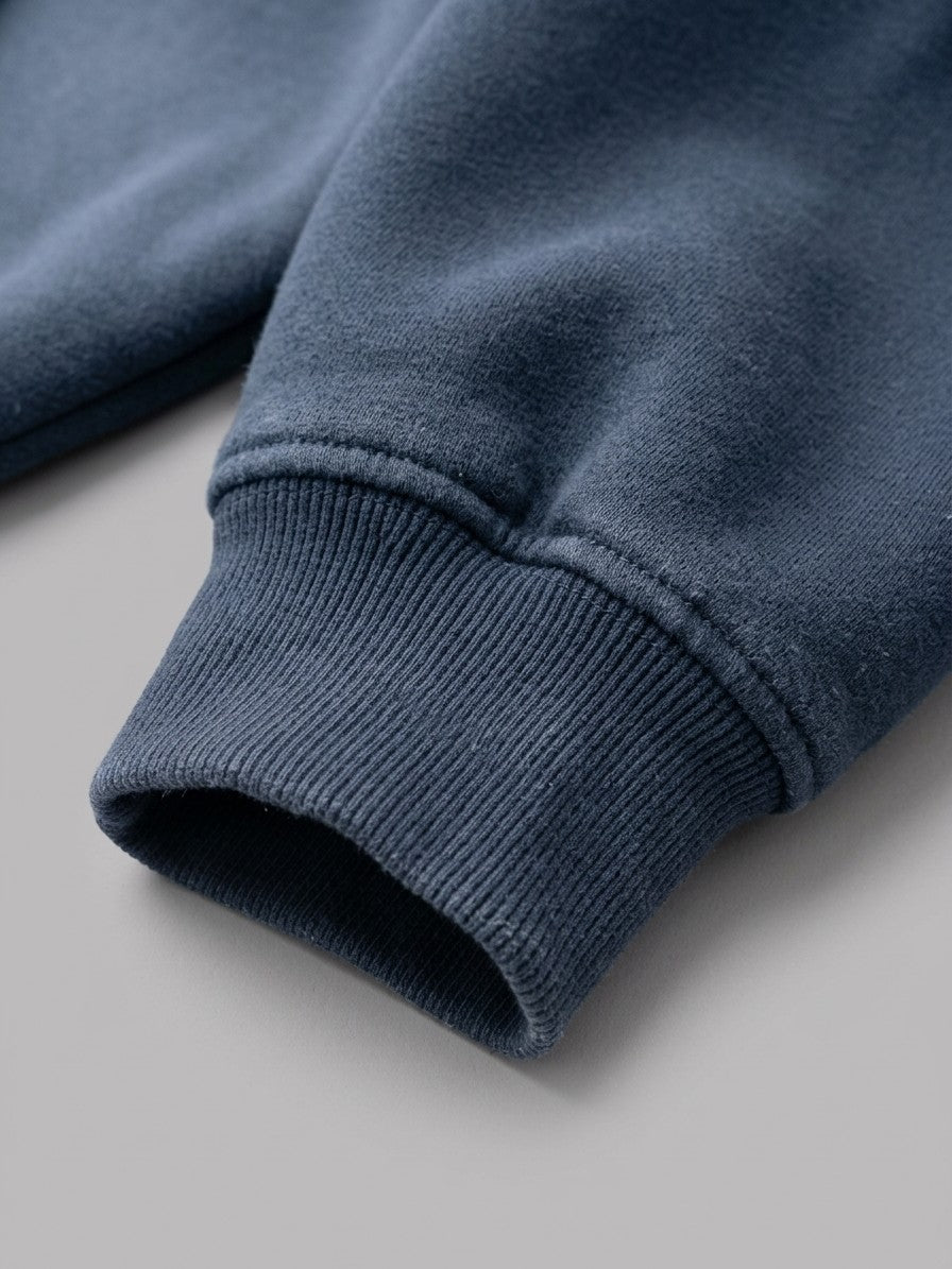 Sansepolcro Men's Oversized Heavyweight Zip Up Hoodie — navy — detail-collar
