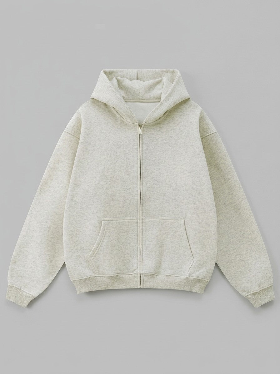 Sansepolcro Men's Oversized Heavyweight Zip Up Hoodie — oatmeal — packshot