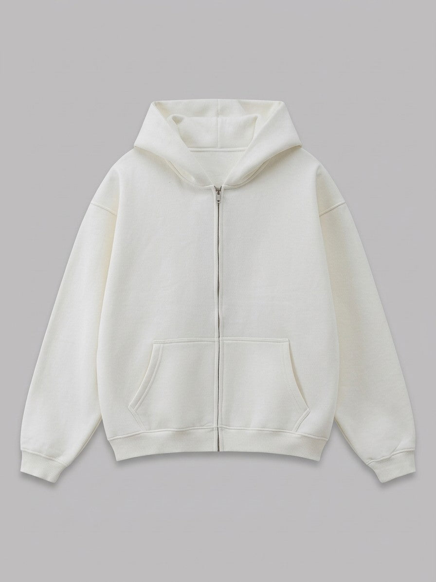 Sansepolcro Men's Oversized Heavyweight Zip Up Hoodie — offwhite — packshot