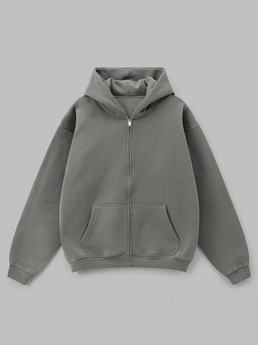 Sansepolcro Men's Oversized Heavyweight Zip Up Hoodie — slategrey — packshot