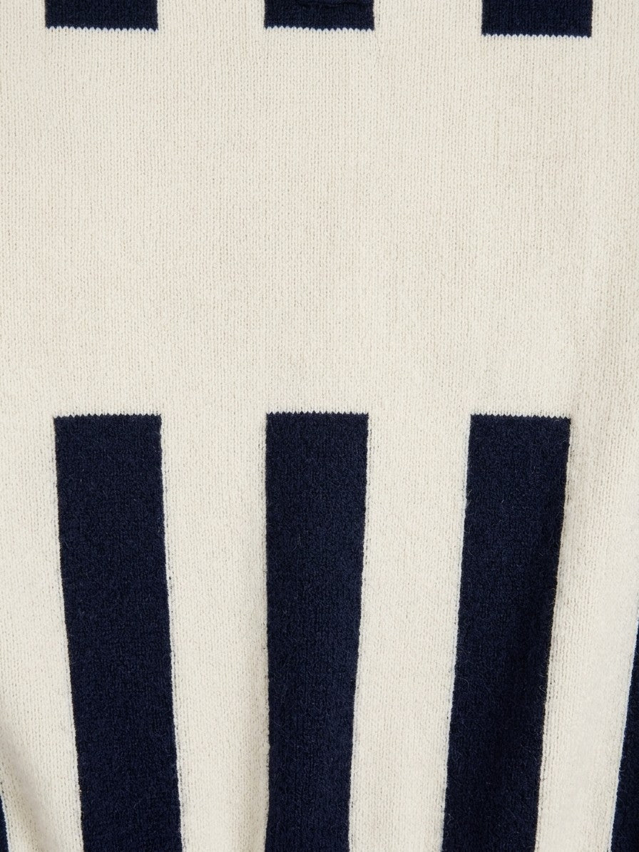 Santarcangelo Men's Chest-Panel Stripe Knit Polo — navycream — detail-2
