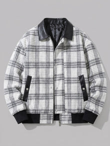 Sappada Men's Textured Plaid Bomber Jacket