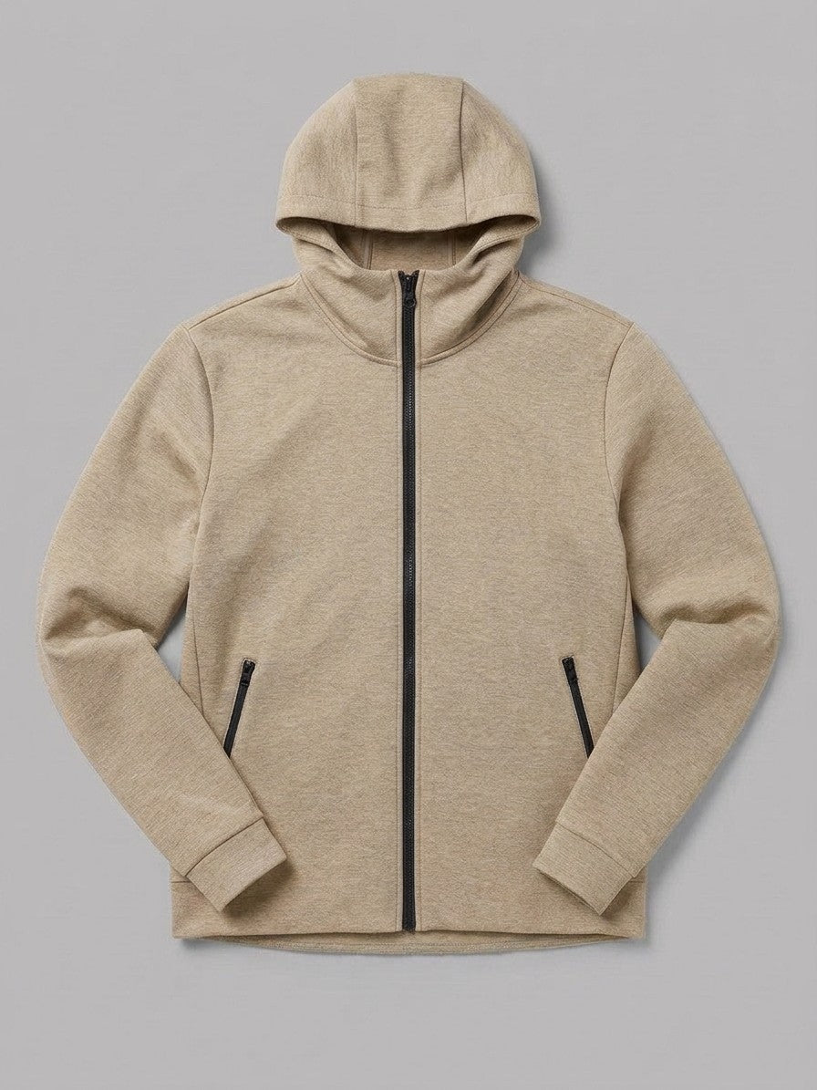 Sarnano Men's Tech Fleece Zip Up Hoodie — beige — packshot