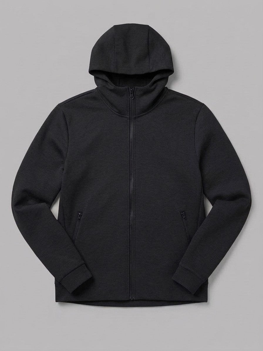Sarnano Men's Tech Fleece Zip Up Hoodie — black — packshot