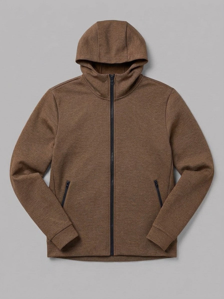 Sarnano Men's Tech Fleece Zip Up Hoodie — brown — packshot