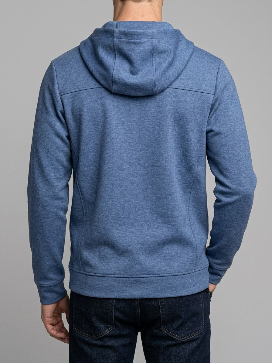 Sarnano Men's Tech Fleece Zip Up Hoodie — heatherblue — back