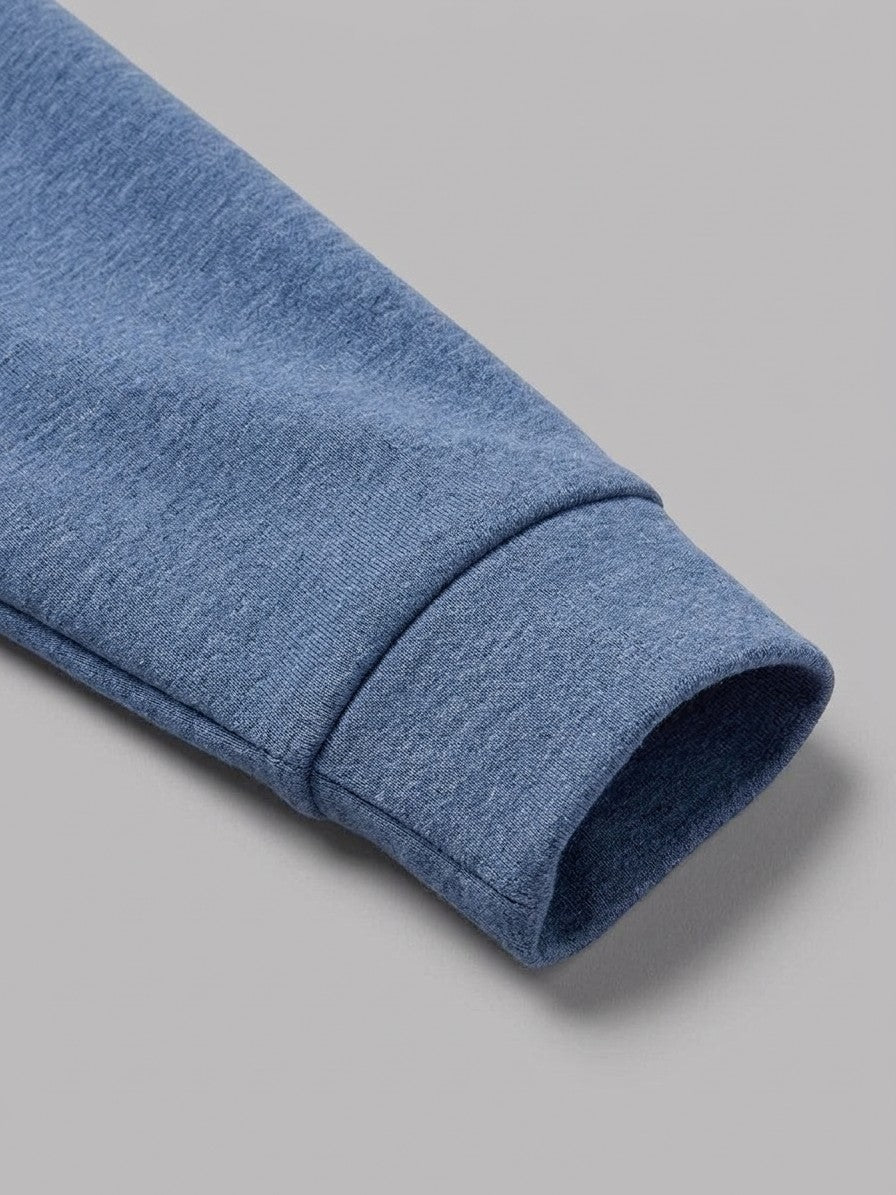 Sarnano Men's Tech Fleece Zip Up Hoodie — heatherblue — detail-collar