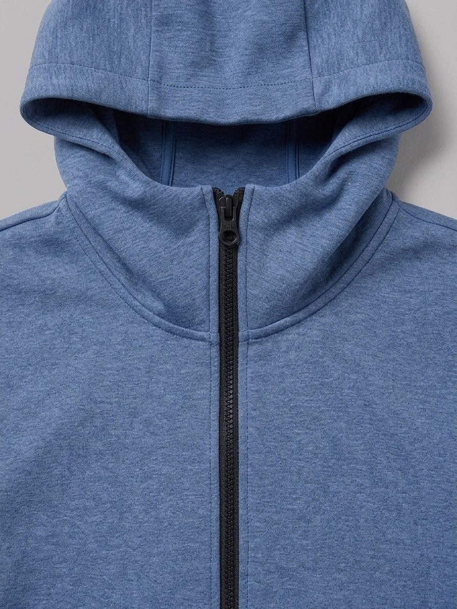 Sarnano Men's Tech Fleece Zip Up Hoodie — heatherblue — detail