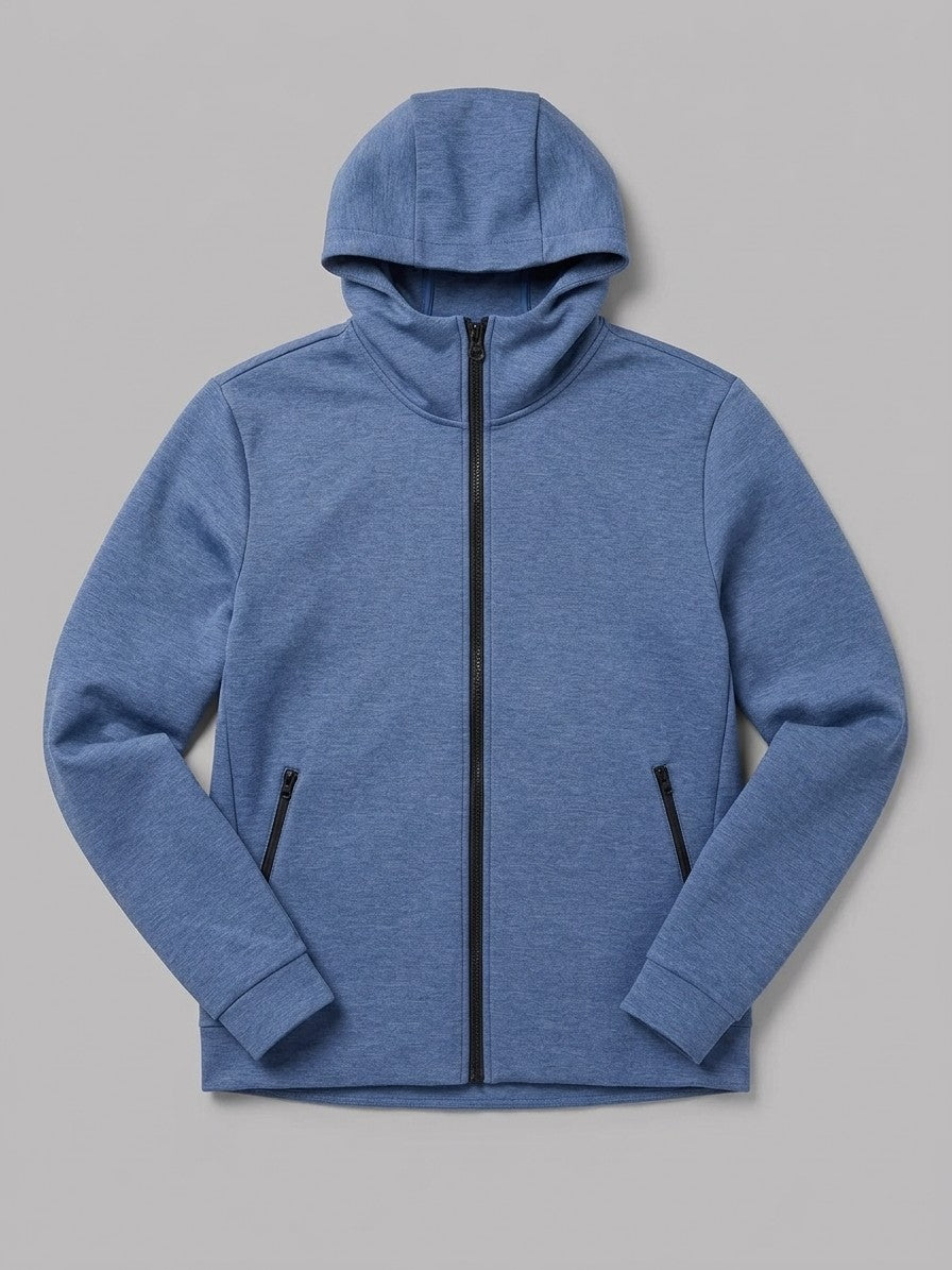 Sarnano Men's Tech Fleece Zip Up Hoodie — heatherblue — packshot