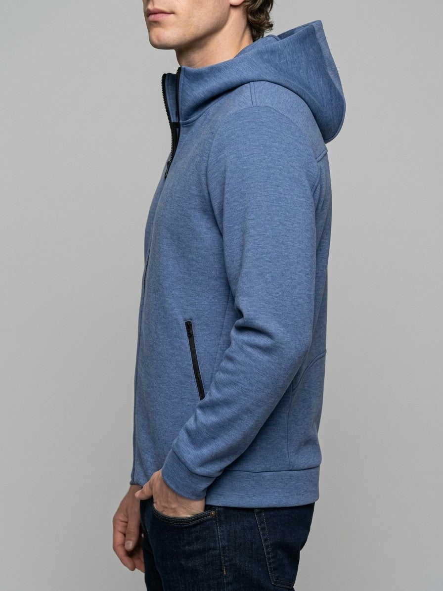 Sarnano Men's Tech Fleece Zip Up Hoodie — heatherblue — side