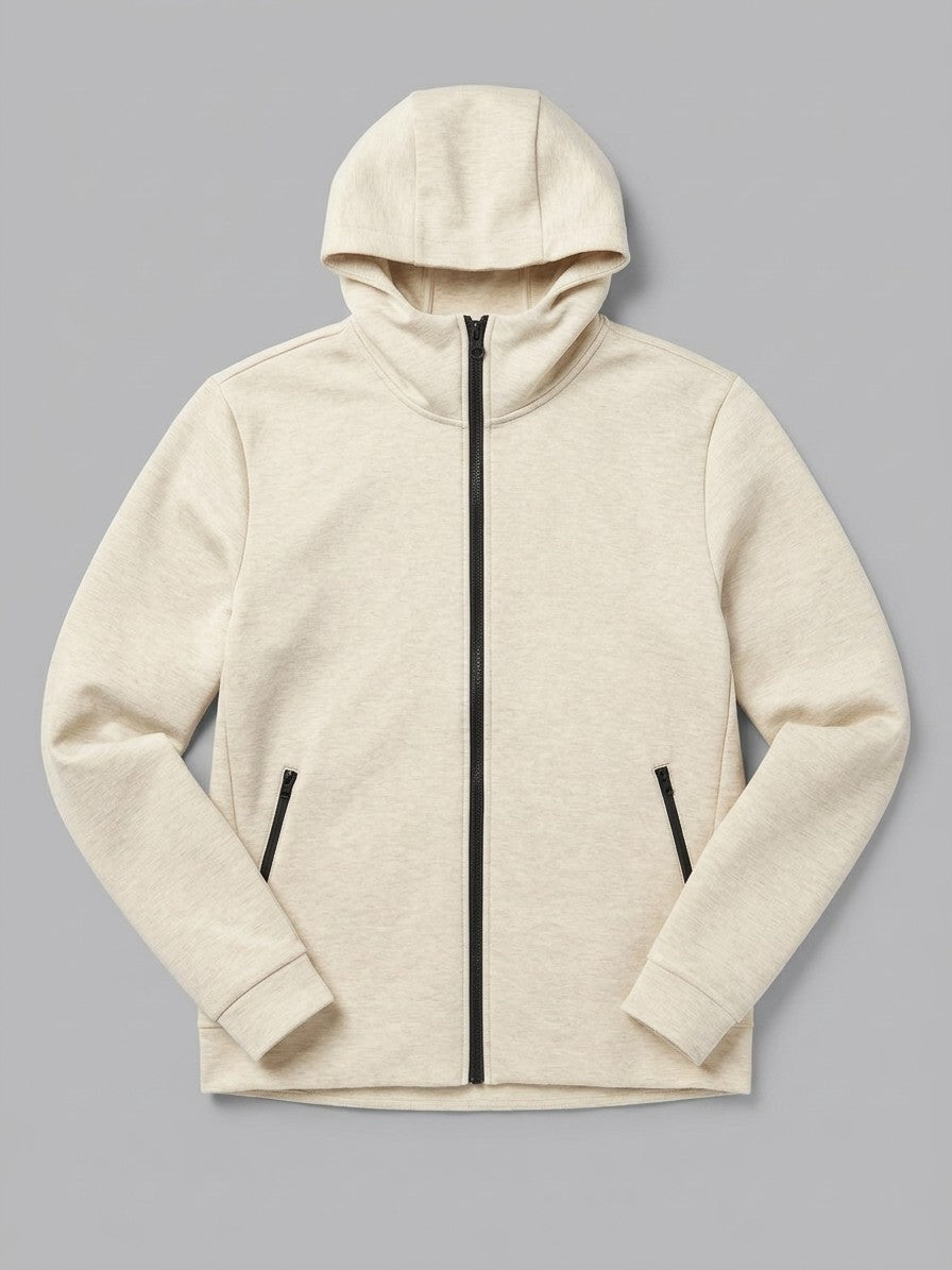Sarnano Men's Tech Fleece Zip Up Hoodie — ivory — packshot