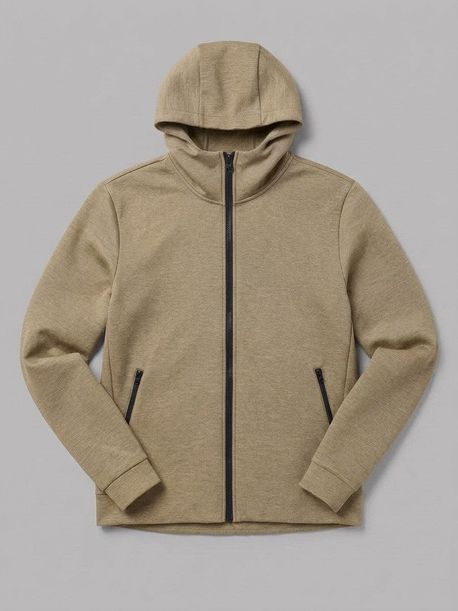 Sarnano Men's Tech Fleece Zip Up Hoodie — khaki — packshot