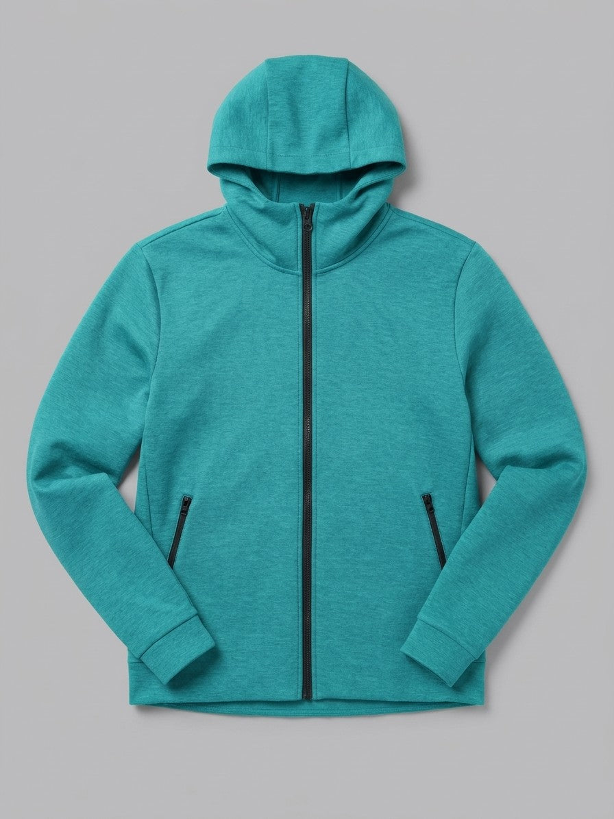 Sarnano Men's Tech Fleece Zip Up Hoodie — turquoise — packshot