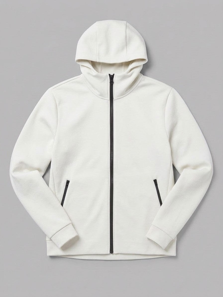 Sarnano Men's Tech Fleece Zip Up Hoodie — white — packshot