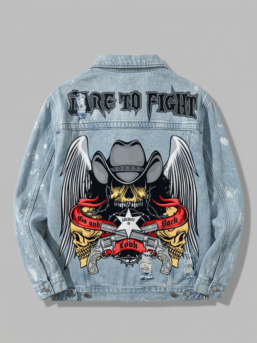 Sarnico Men's Graphic Back Denim Jacket — light — packshot