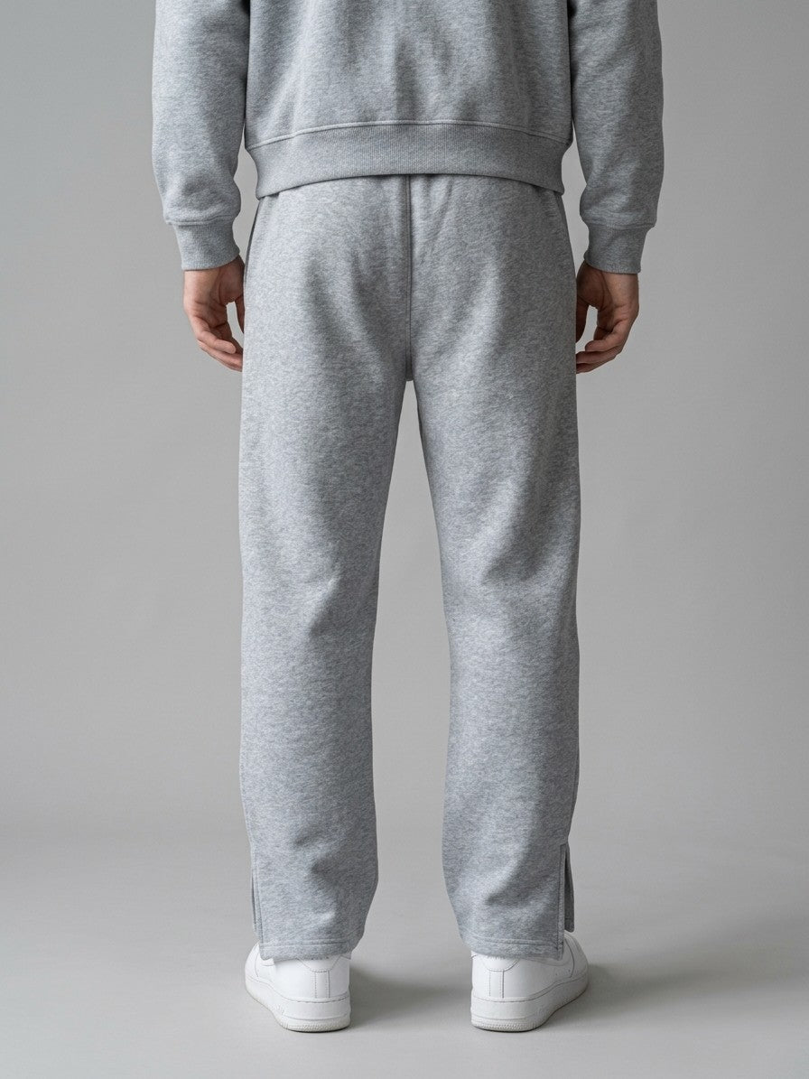Saronno Men's Cropped Zip Hoodie & Jogger Set — heathergrey — bottomback