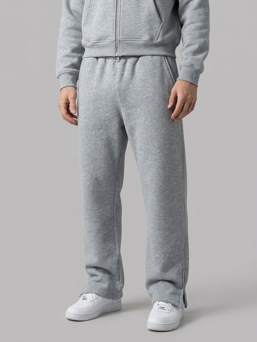 Saronno Men's Cropped Zip Hoodie & Jogger Set — heathergrey — bottomfront