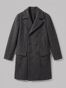 Sarteano Men's Textured Double-Breasted Overcoat