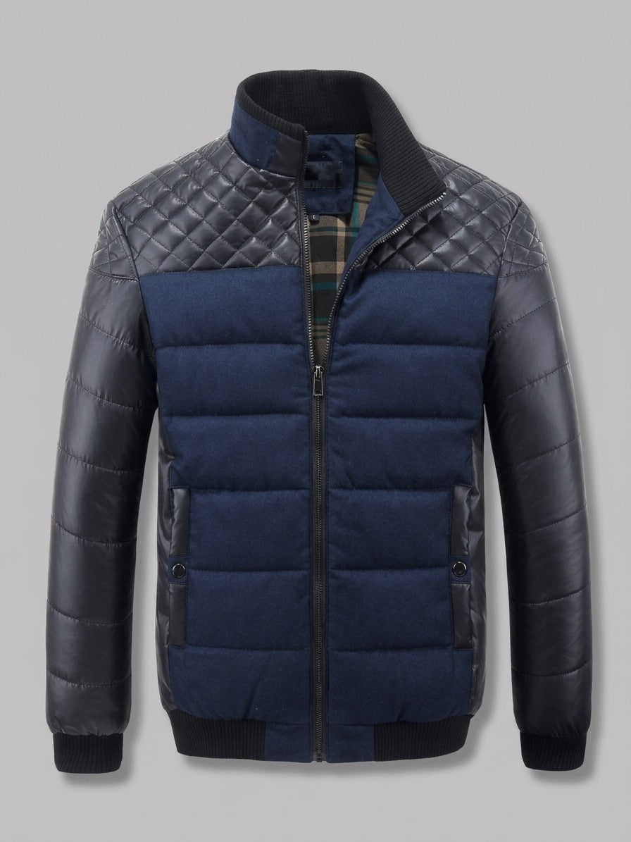 Sarzana Men's Contrast Yoke Puffer Jacket — blue — packshot