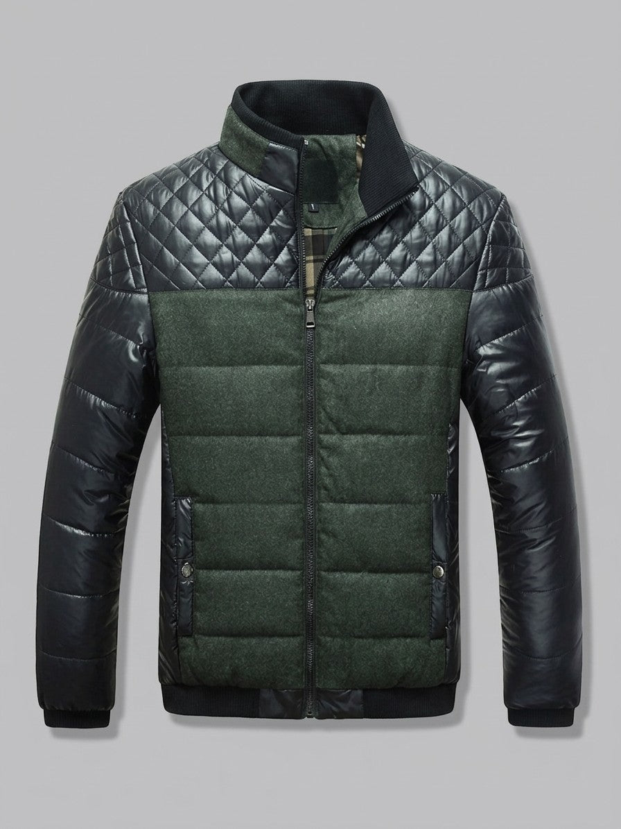 Sarzana Men's Contrast Yoke Puffer Jacket — green — packshot