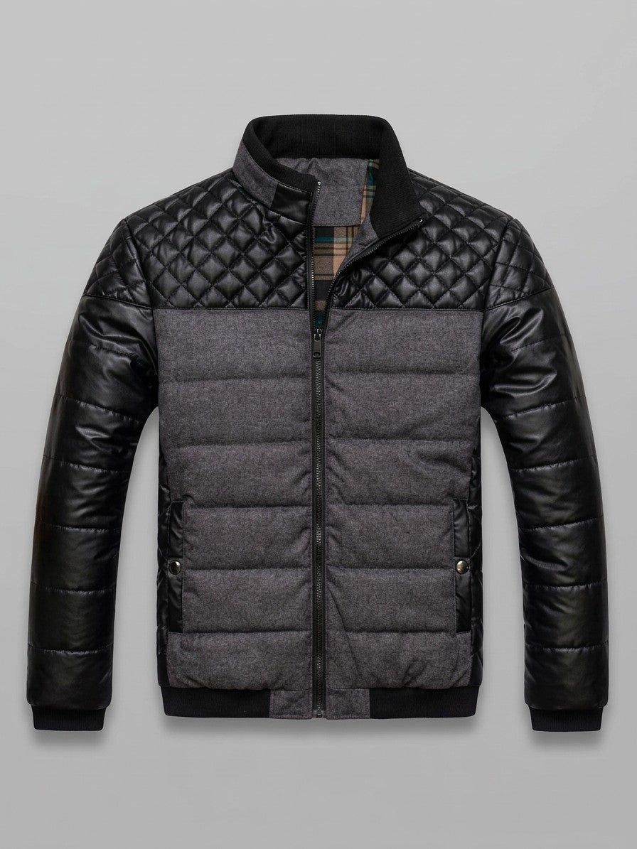 Sarzana Men's Contrast Yoke Puffer Jacket — grey — packshot