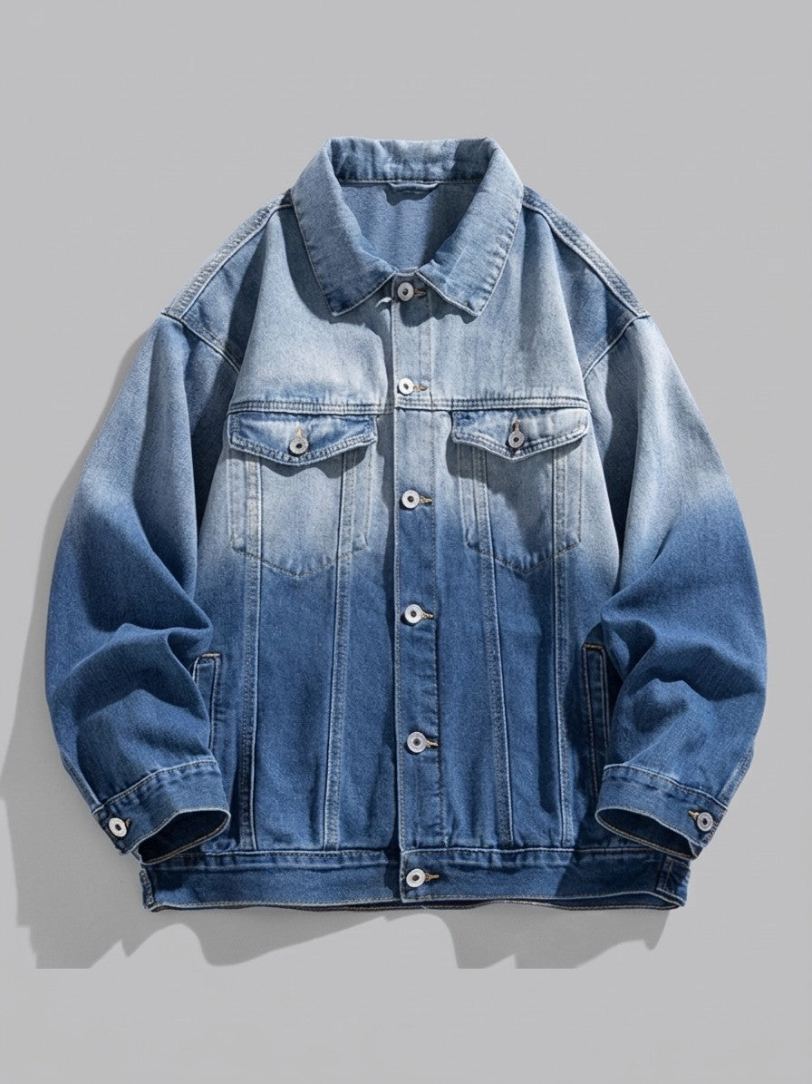 Sassari Men's Oversized Ombre Trucker Jacket — blue — packshot