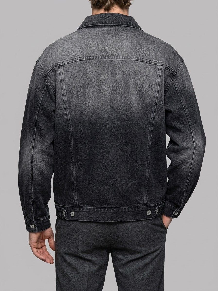 Sassari Men's Oversized Ombre Trucker Jacket — darkgray — back