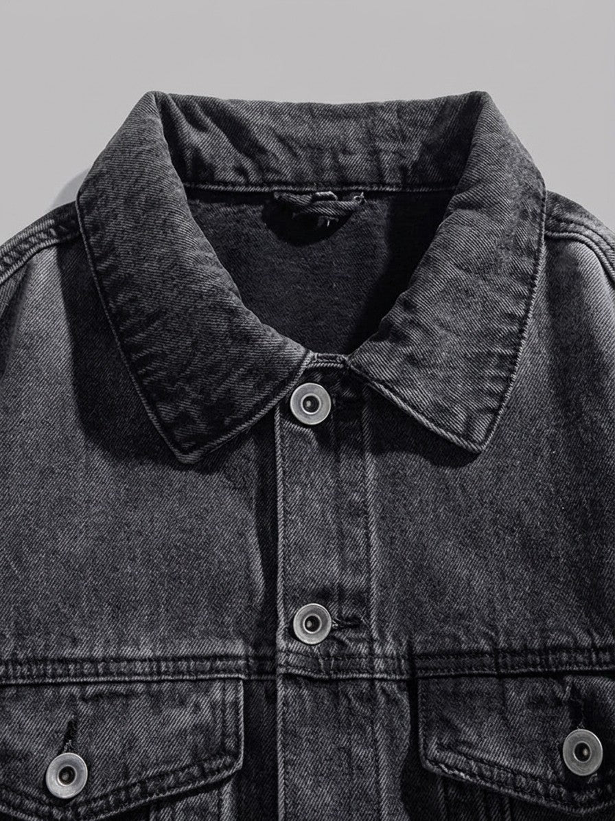 Sassari Men's Oversized Ombre Trucker Jacket — darkgray — detail-2