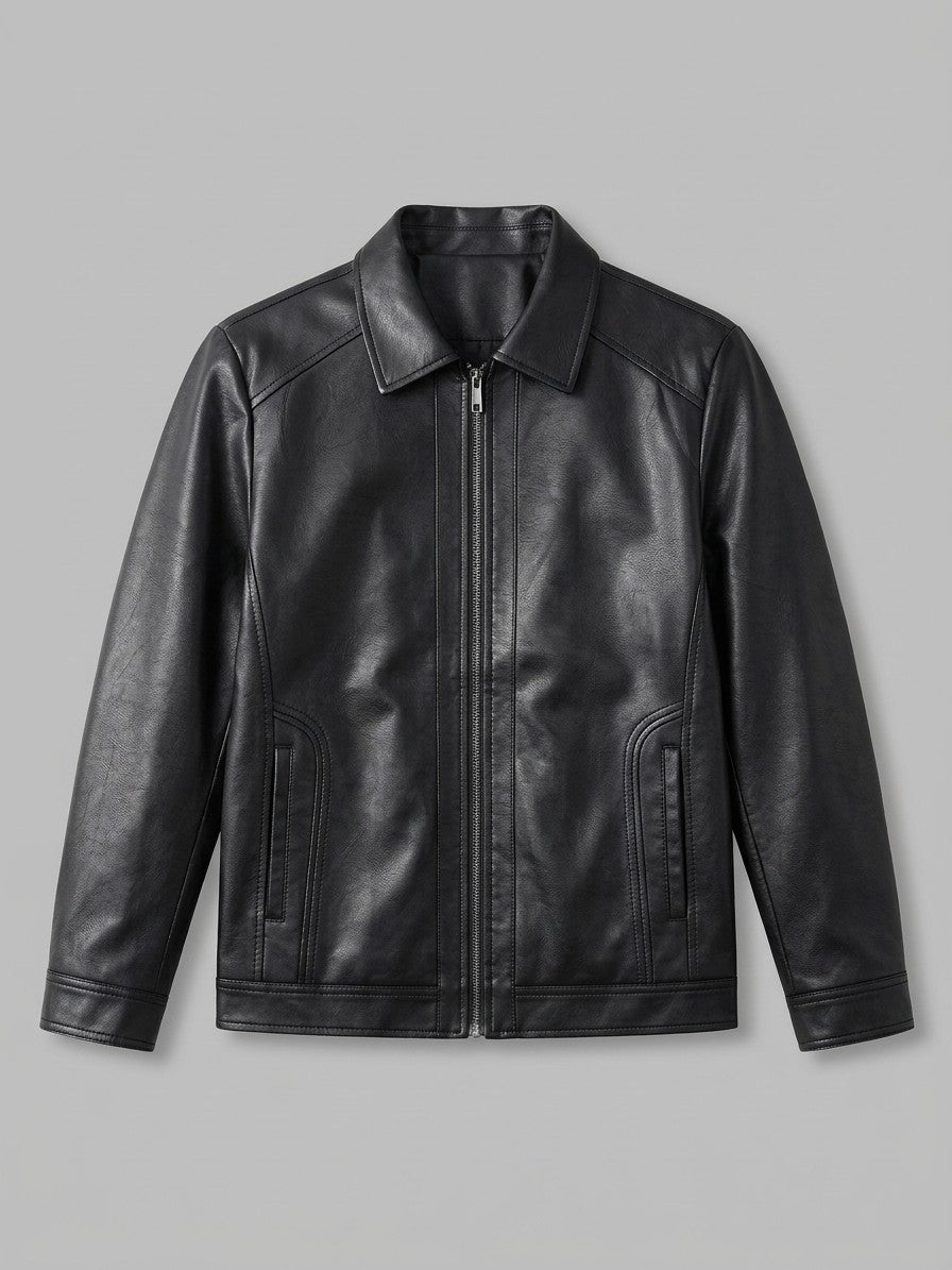 Sassuolo Men's Plush-Lined Faux Leather Jacket — blackshirtcollar — packshot