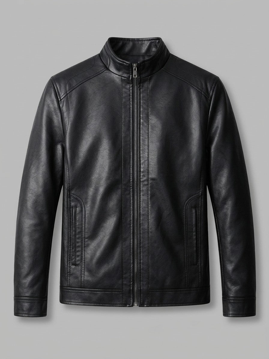 Sassuolo Men's Plush-Lined Faux Leather Jacket — blackstandcollar — packshot