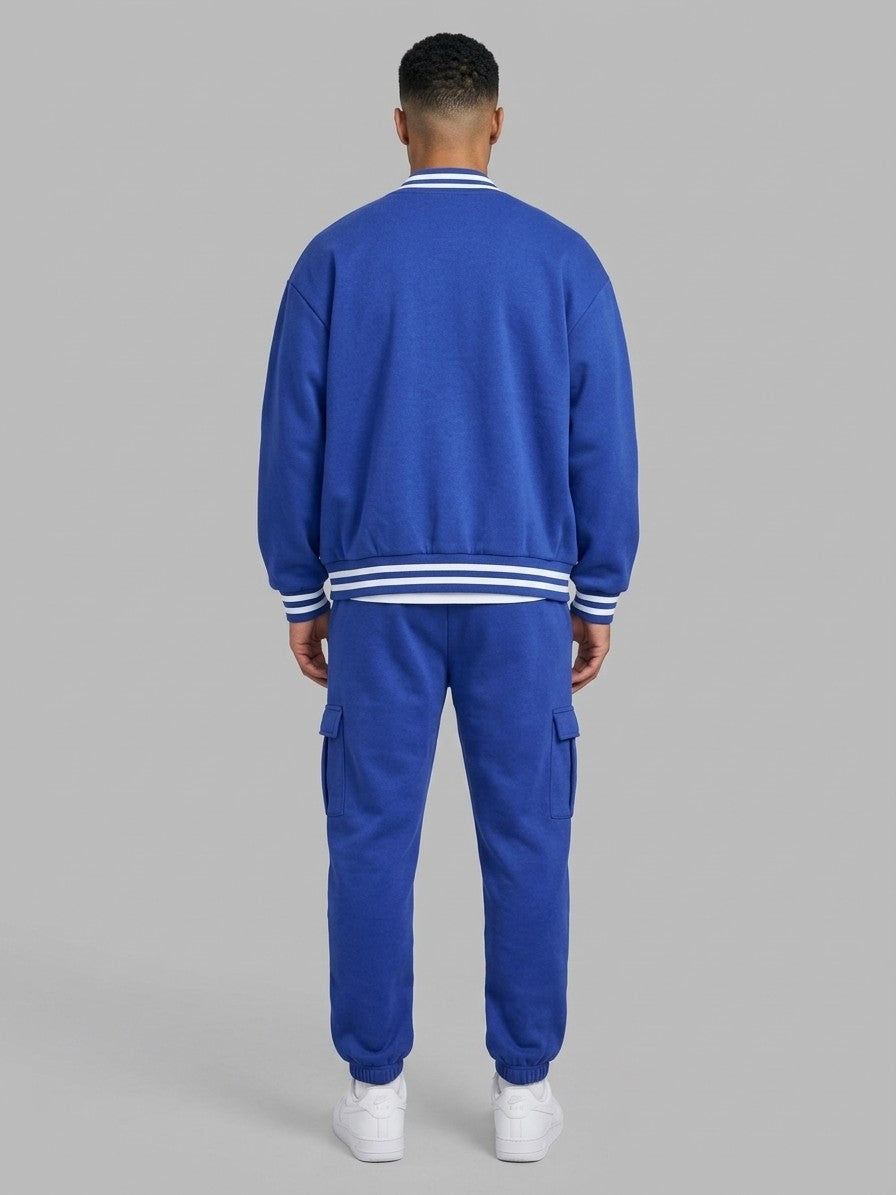 Schio Men's Varsity Jacket & Cargo Jogger Set — royalblue — fullback