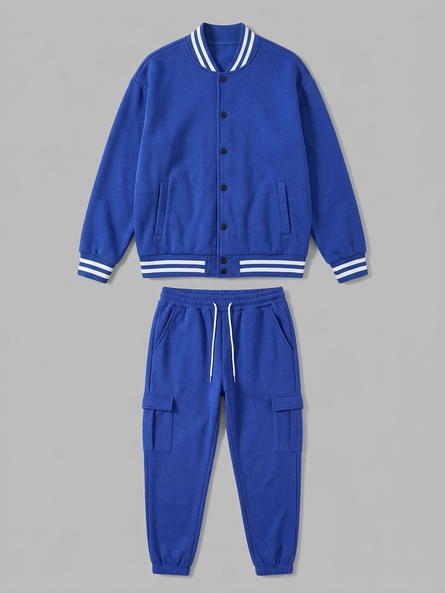 Schio Men's Varsity Jacket & Cargo Jogger Set — royalblue — packshot