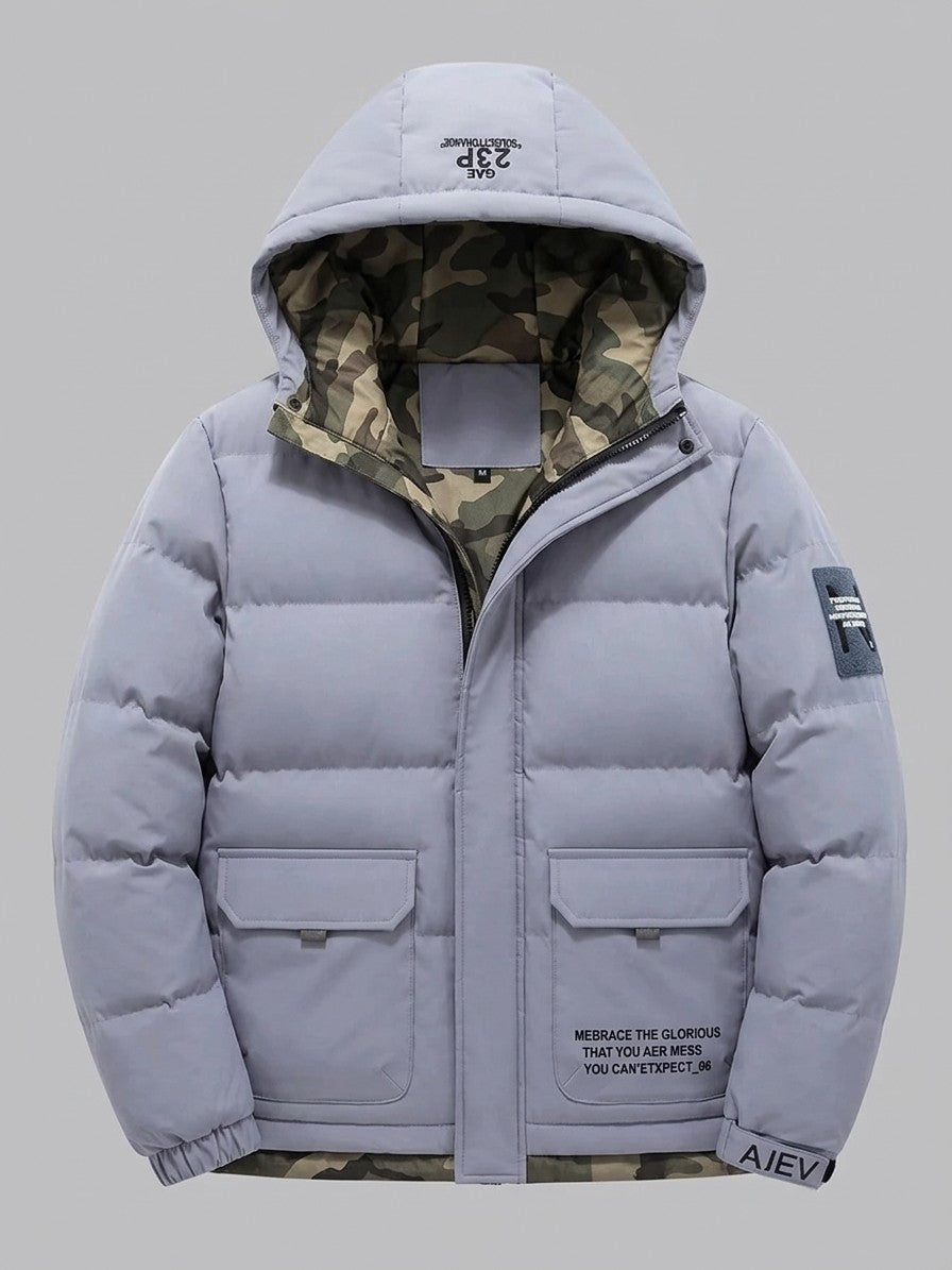 Sciacca Men's Camo-Lined Hooded Puffer Jacket — blue — packshot