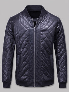 Scilla Men's Quilted Faux Leather Bomber Jacket
