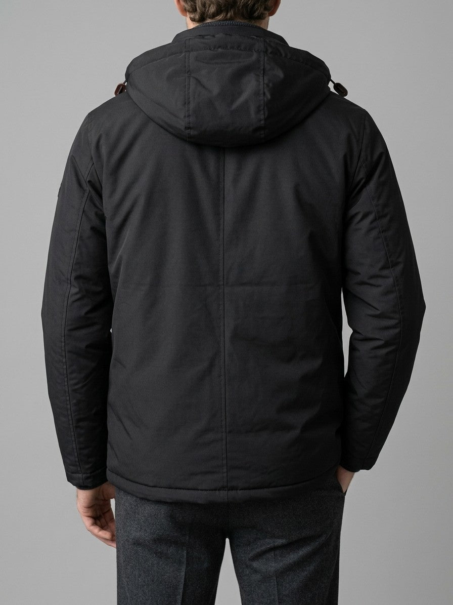 Sermoneta Men's Hooded Padded Parka — black — back