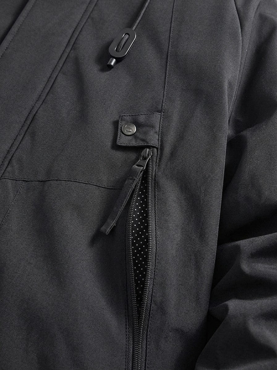 Sermoneta Men's Hooded Padded Parka — black — detail-collar