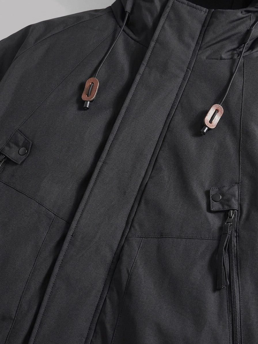Sermoneta Men's Hooded Padded Parka — black — detail