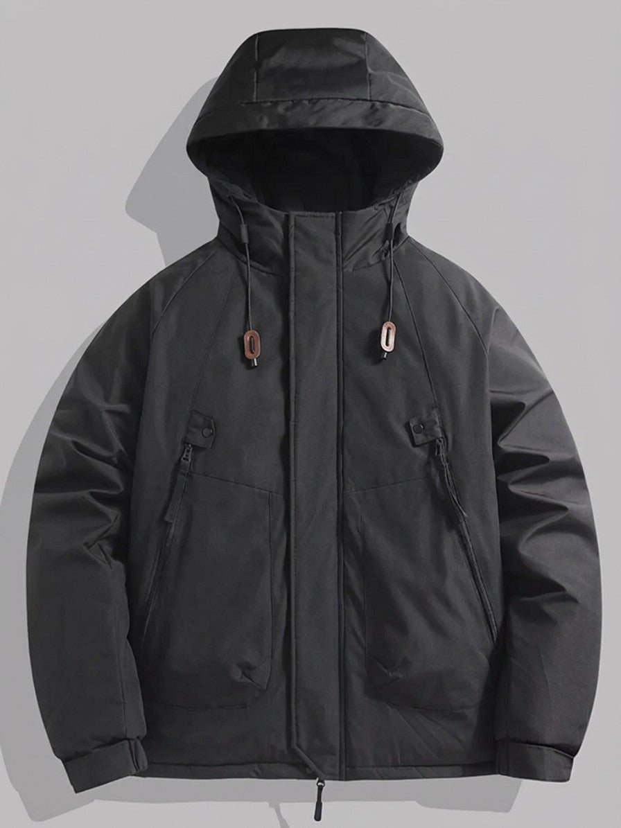 Sermoneta Men's Hooded Padded Parka — black — packshot