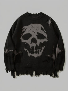 Serravalle Men's Distressed Skull Jacquard Sweater