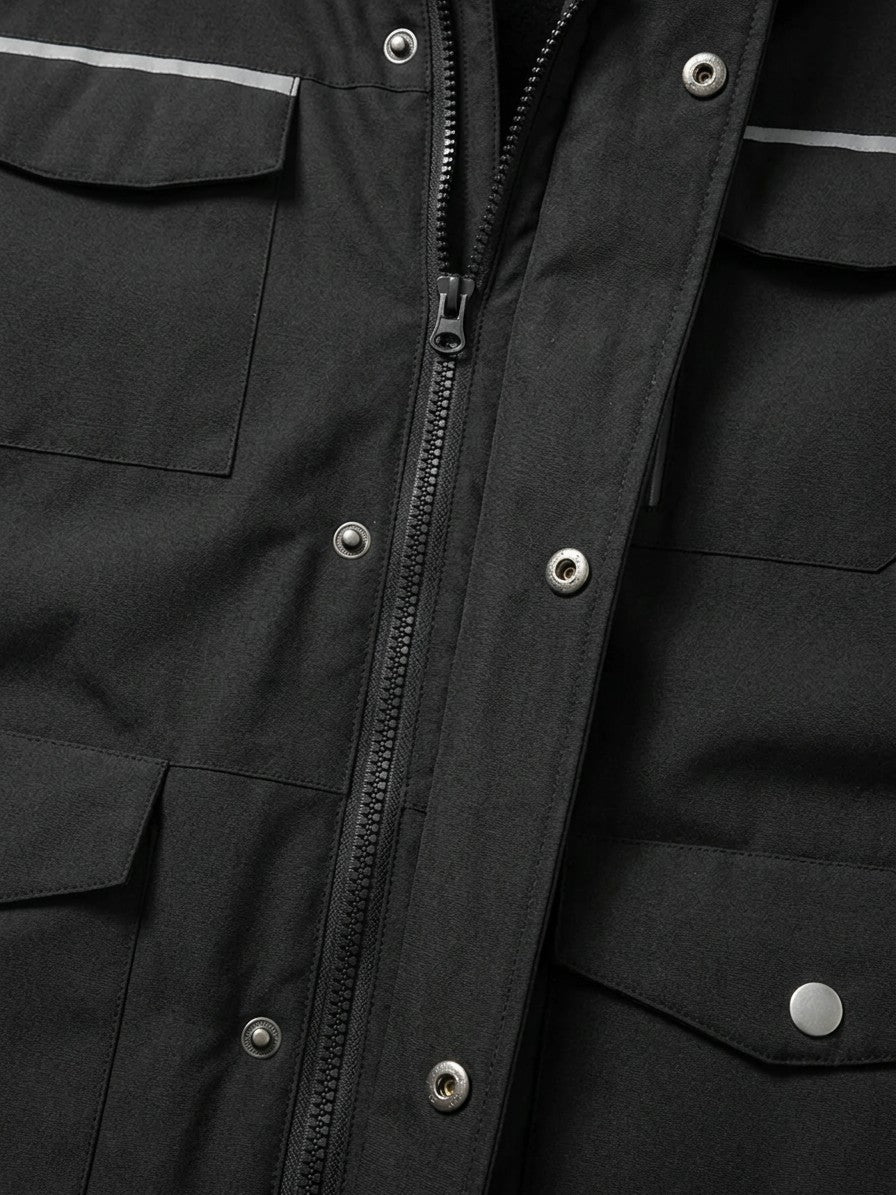 Sestri Men's Fur-Hooded Winter Parka — black — detail-2