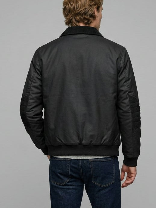 Sestriere Men's Sherpa-Lined Zip-Up Jacket — black — back