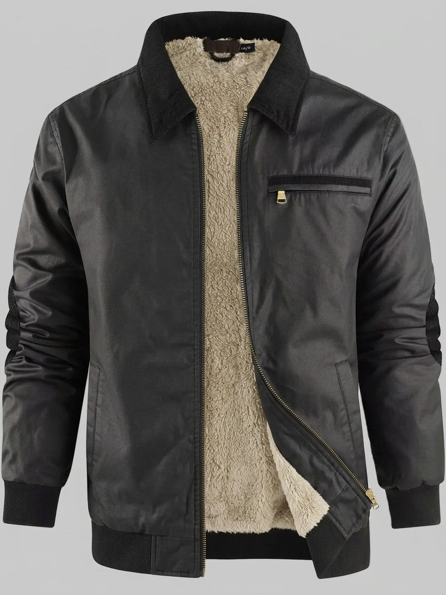 Sestriere Men's Sherpa-Lined Zip-Up Jacket — black — packshot