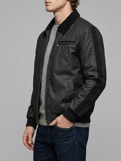 Sestriere Men's Sherpa-Lined Zip-Up Jacket — black — side