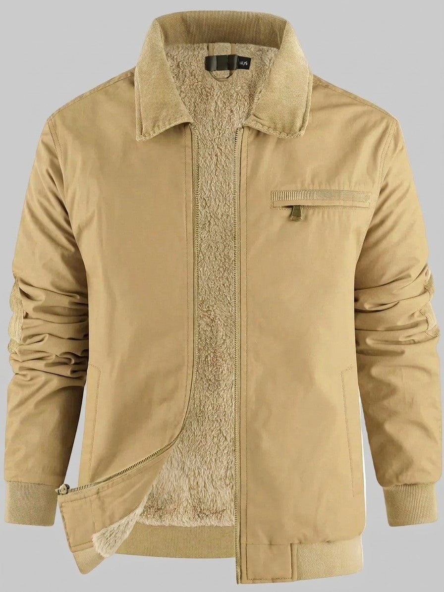 Sestriere Men's Sherpa-Lined Zip-Up Jacket — khaki — packshot