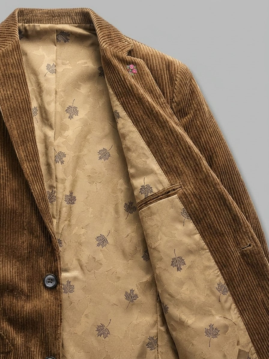 Siena Men's Corduroy Blazer — coffee — detail-alt
