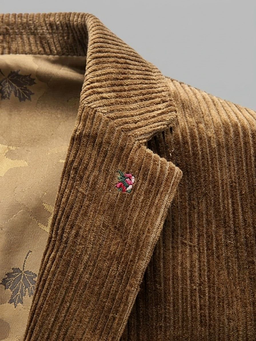 Siena Men's Corduroy Blazer — coffee — detail-collar